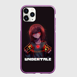 Чехол iPhone 11 Pro матовый Undertale - Чара: mercy, цвет: 3D-фиолетовый