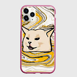 Чехол iPhone 11 Pro матовый Woman yelling at cat, цвет: 3D-малиновый