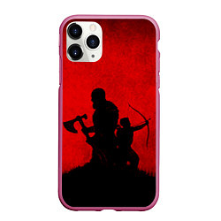 Чехол iPhone 11 Pro матовый God of War, цвет: 3D-малиновый