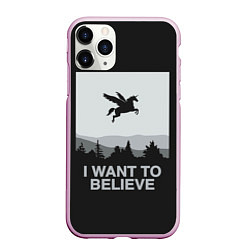 Чехол iPhone 11 Pro матовый I want to believe, цвет: 3D-розовый