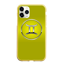 Чехол iPhone 11 Pro матовый Gemini Близнецы, цвет: 3D-желтый