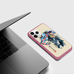 Чехол iPhone 11 Pro матовый Приключения ДжоДжо, цвет: 3D-малиновый — фото 2