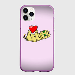 Чехол iPhone 11 Pro матовый MINECRAFT, цвет: 3D-фиолетовый