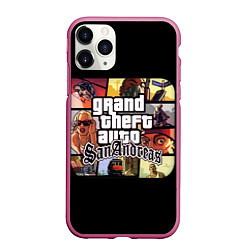 Чехол iPhone 11 Pro матовый GTA SA, цвет: 3D-малиновый