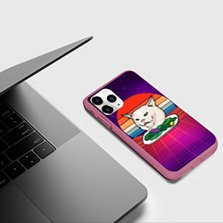 Чехол iPhone 11 Pro матовый Woman yelling at a cat, цвет: 3D-малиновый — фото 2