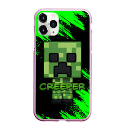 Чехол iPhone 11 Pro матовый MINECRAFT CREEPER, цвет: 3D-розовый