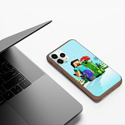 Чехол iPhone 11 Pro матовый MINECRAFT НОВОГОДНИЙ, цвет: 3D-коричневый — фото 2