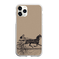 Чехол iPhone 11 Pro матовый Лошадь с колесницей, цвет: 3D-белый