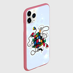 Чехол iPhone 11 Pro матовый Кубик Рубика, цвет: 3D-малиновый — фото 2