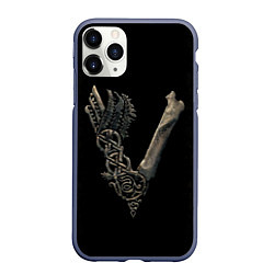 Чехол iPhone 11 Pro матовый Vikings bones logo, цвет: 3D-серый