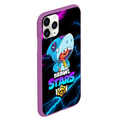 Чехол iPhone 11 Pro матовый BRAWL STARS LEON SHARK, цвет: 3D-фиолетовый — фото 2