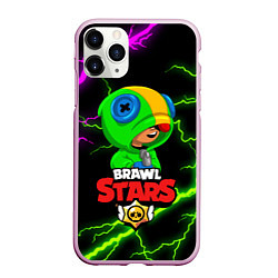 Чехол iPhone 11 Pro матовый BRAWL STARS LEON, цвет: 3D-розовый