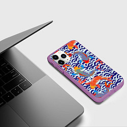 Чехол iPhone 11 Pro матовый Карп Кои, цвет: 3D-фиолетовый — фото 2
