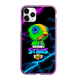 Чехол iPhone 11 Pro матовый BRAWL STARS LEON, цвет: 3D-фиолетовый