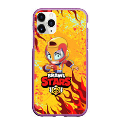 Чехол iPhone 11 Pro матовый BRAWL STARS MAX, цвет: 3D-фиолетовый