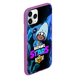 Чехол iPhone 11 Pro матовый Brawl Stars LEON, цвет: 3D-фиолетовый — фото 2