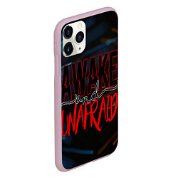 Чехол iPhone 11 Pro матовый Awake unafraid, цвет: 3D-розовый — фото 2