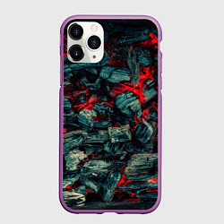Чехол iPhone 11 Pro матовый Уголь, цвет: 3D-фиолетовый