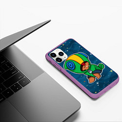 Чехол iPhone 11 Pro матовый Brawl Stars Леон, цвет: 3D-фиолетовый — фото 2