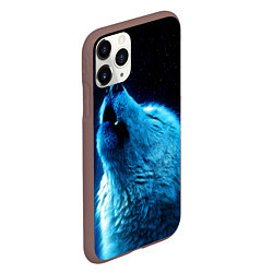 Чехол iPhone 11 Pro матовый Волк воет на луну, цвет: 3D-коричневый — фото 2