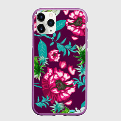 Чехол iPhone 11 Pro матовый Цветы, цвет: 3D-фиолетовый