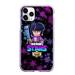 Чехол iPhone 11 Pro матовый BRAWL STARS BIBI, цвет: 3D-сиреневый