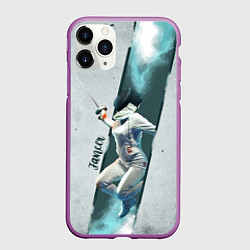 Чехол iPhone 11 Pro матовый Фехтовальщик, цвет: 3D-фиолетовый