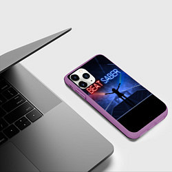 Чехол iPhone 11 Pro матовый Beat Saber, цвет: 3D-фиолетовый — фото 2
