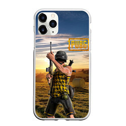Чехол iPhone 11 Pro матовый PUBG, цвет: 3D-белый