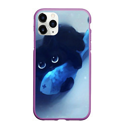Чехол iPhone 11 Pro матовый Аниме CAT, цвет: 3D-фиолетовый
