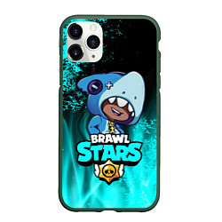 Чехол iPhone 11 Pro матовый Brawl Stars LEON SHARK, цвет: 3D-темно-зеленый