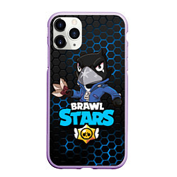 Чехол iPhone 11 Pro матовый BRAWL STARS CROW, цвет: 3D-сиреневый