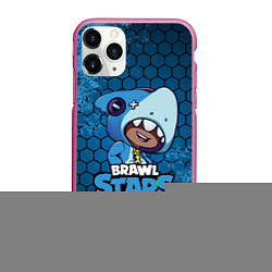 Чехол iPhone 11 Pro матовый Brawl Stars LEON SHARK, цвет: 3D-малиновый