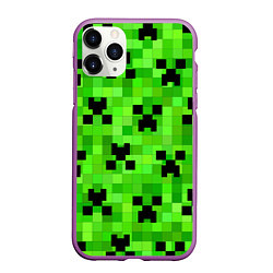 Чехол iPhone 11 Pro матовый MINECRAFT, цвет: 3D-фиолетовый