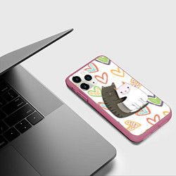 Чехол iPhone 11 Pro матовый Сладкая парочка, цвет: 3D-малиновый — фото 2