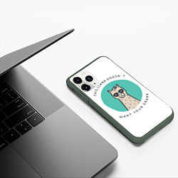 Чехол iPhone 11 Pro матовый Лама не хочет твоей драмы, цвет: 3D-темно-зеленый — фото 2