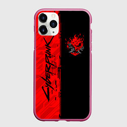 Чехол iPhone 11 Pro матовый CYBERPUNK 2077, цвет: 3D-малиновый