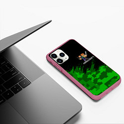 Чехол iPhone 11 Pro матовый MINECRAFT, цвет: 3D-малиновый — фото 2