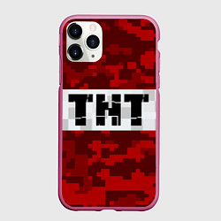 Чехол iPhone 11 Pro матовый MINECRAFT TNT, цвет: 3D-малиновый