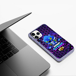 Чехол iPhone 11 Pro матовый Brawl Stars LEON, цвет: 3D-светло-сиреневый — фото 2