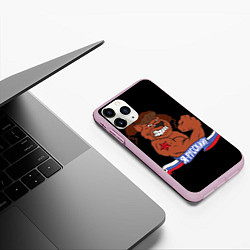 Чехол iPhone 11 Pro матовый Русский медведь, цвет: 3D-розовый — фото 2