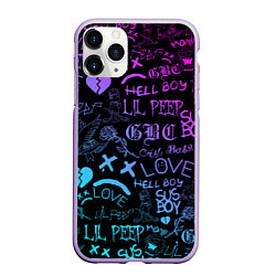 Чехол iPhone 11 Pro матовый LIL PEEP LOGOBOMBING, цвет: 3D-светло-сиреневый