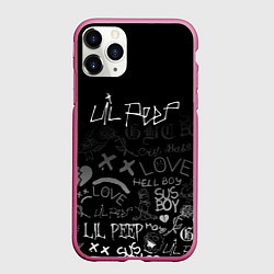 Чехол iPhone 11 Pro матовый LIL PEEP, цвет: 3D-малиновый