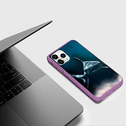 Чехол iPhone 11 Pro матовый Акула, цвет: 3D-фиолетовый — фото 2