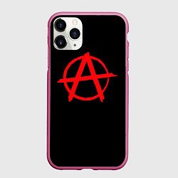 Чехол iPhone 11 Pro матовый Анархия, цвет: 3D-малиновый