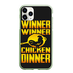 Чехол iPhone 11 Pro матовый Winner Chicken Dinner, цвет: 3D-салатовый