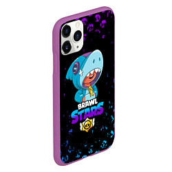 Чехол iPhone 11 Pro матовый BRAWL STARS LEON SHARK, цвет: 3D-фиолетовый — фото 2