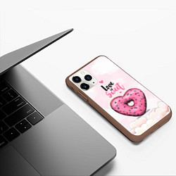 Чехол iPhone 11 Pro матовый Пончик сердечко, цвет: 3D-коричневый — фото 2