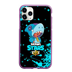 Чехол iPhone 11 Pro матовый BRAWL STARS LEON SHARK, цвет: 3D-фиолетовый