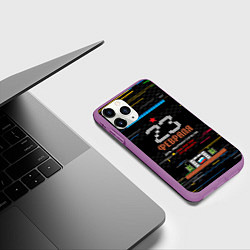 Чехол iPhone 11 Pro матовый Танчики dendy 23 февраля, цвет: 3D-фиолетовый — фото 2